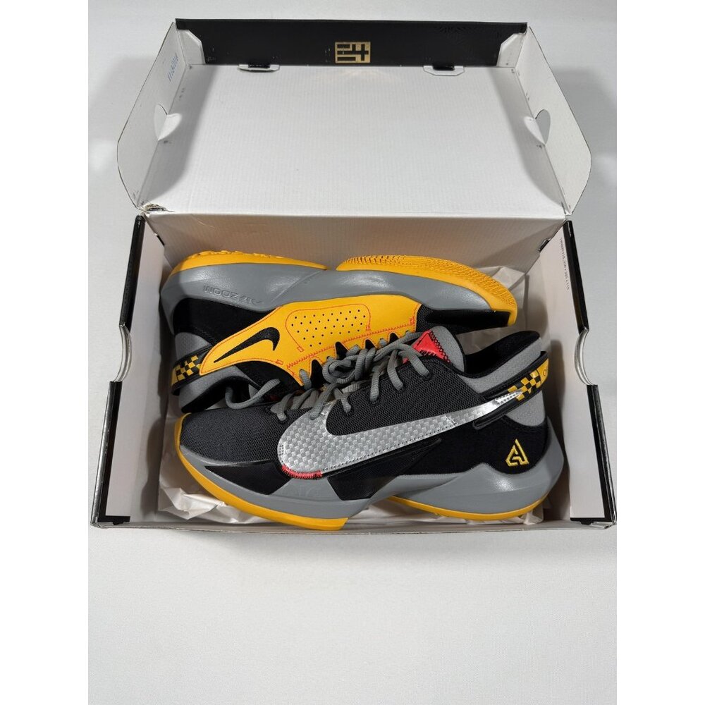 Nike Zoom Freak 2 Shoes Mens Size 9 Black Grey Yellow Basketball CK5424-006